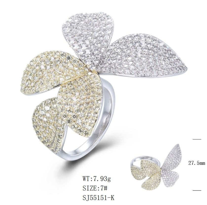 SJ55151, Ladies' Moissanite Ring, S925, Rhodium Plated, White, 7.59g