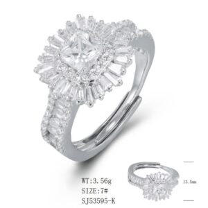 SJ53595, Ladies' Moissanite Ring, S925, Rhodium Plated, White, 3.65g