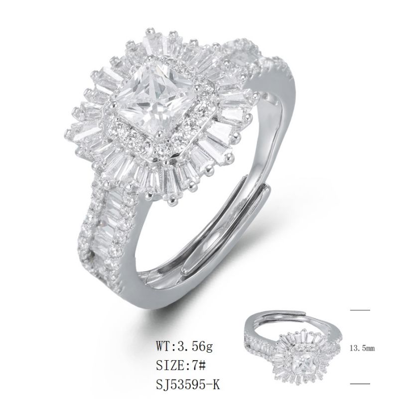 SJ53595, Ladies' Moissanite Ring, S925, Rhodium Plated, White, 3.65g