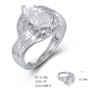 SJ44140, Ladies' Moissanite Ring, S925, Rhodium Plated, White, 4.87g