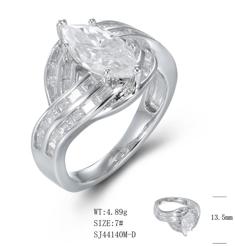 SJ44140, Ladies' Moissanite Ring, S925, Rhodium Plated, White, 4.87g