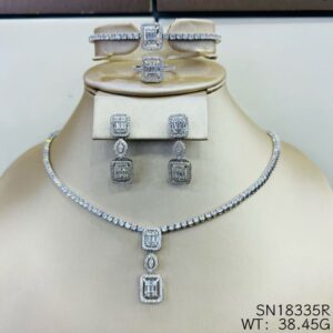 SN18335, Ladies' Moissanite Necklace, S925, Rhodium Plated, White, 37.83g