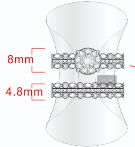 SJ59490, Ladies' Moissanite Ring, S925, Rhodium Plated, White, 5.35g