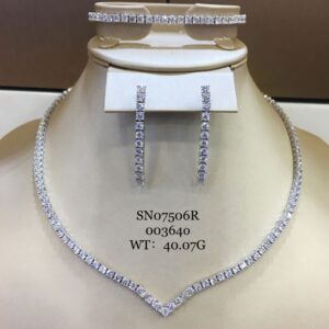 SN07506-大套装, Ladies' Moissanite Ring, S925, Rhodium Plated, White, 42.22g