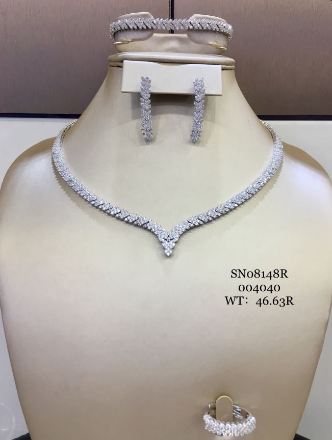 SN08148, Ladies' Moissanite Ring, S925, Rhodium Plated, White, 46.01g