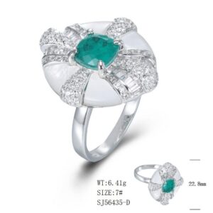 SJ56435, Ladies' Moissanite Ring, S925, Rhodium Plated, White, 7.03g