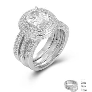 SJ46290-双戒, Ladies' Moissanite Ring, S925, Rhodium Plated, White, 7.43g