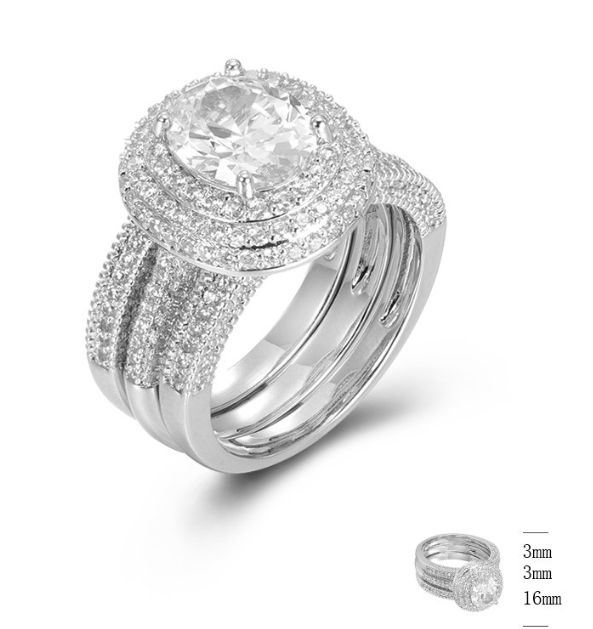 SJ46290, Ladies' Moissanite Ring, S925, Rhodium Plated, White, 7.43g