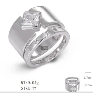 SJ49003, Ladies' Moissanite Ring, S925, Rhodium Plated, White, 9.5g