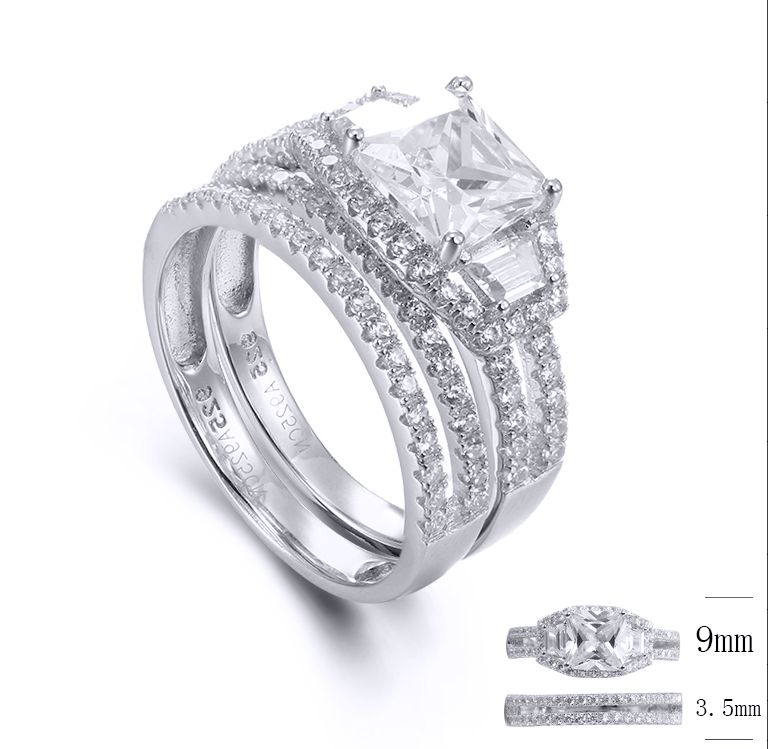 SJ33662, Ladies' Moissanite Ring, S925, Rhodium Plated, White, 4.88g