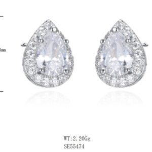 SE55474莫桑, Ladies' Moissanite Ring, S925, Rhodium Plated, White, 1.84g
