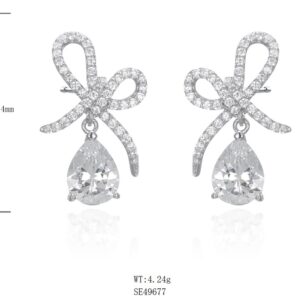 SE49677莫桑, Ladies' Moissanite Ring, S925, Rhodium Plated, White, 3.96g