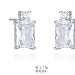 SE56283莫桑, Ladies' Moissanite Ring, S925, Rhodium Plated, White, 1.55g
