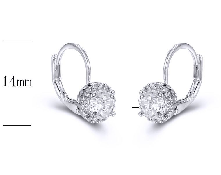 SE24495, Ladies' Moissanite Earring, S925, Rhodium Plated, White, 1.73g