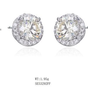 SE53292莫桑, Ladies' Moissanite Ring, S925, Rhodium Plated, White, 1.65g