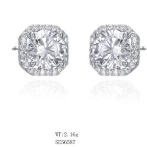 SE60320莫桑, Ladies' Moissanite Ring, S925, Rhodium Plated, White, 2.3g