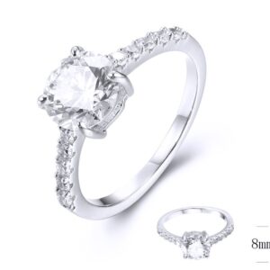 SJ39321莫桑, Ladies' Moissanite Ring, S925, Rhodium Plated, White, 2.54g