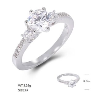 SJ48872莫桑, Ladies' Moissanite Ring, S925, Rhodium Plated, White, 2.86g