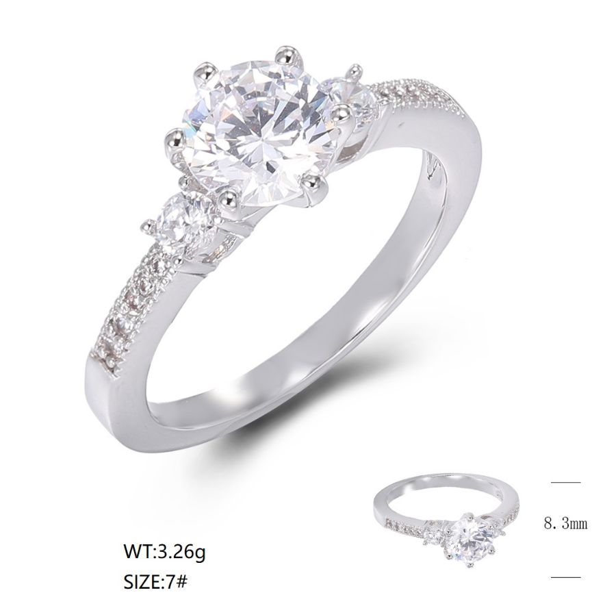 SJ48872, Ladies' Moissanite Ring, S925, Rhodium Plated, White, 2.86g