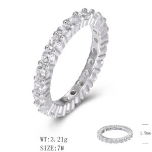 SJ48730莫桑, Ladies' Moissanite Ring, S925, Rhodium Plated, White, 2.68g