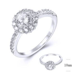 SJ38675莫桑, Ladies' Moissanite Ring, S925, Rhodium Plated, White, 2.34g