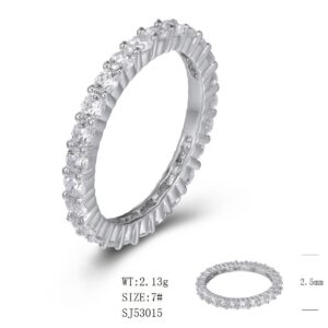 SJ53015莫桑, Ladies' Moissanite Ring, S925, Rhodium Plated, White, 2g