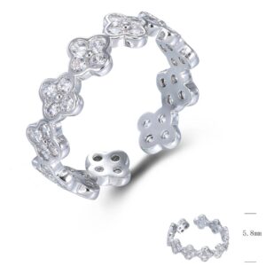 SJ80151莫桑, Ladies' Moissanite Ring, S925, Rhodium Plated, White, 2.26g