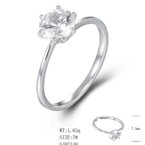 SJ07148莫桑, Ladies' Moissanite Ring, S925, Rhodium Plated, White, 1.49g