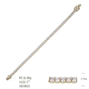 SB19023莫桑, Ladies' Moissanite Bracelet, S925, Rhodium Plated, White, 8.71g