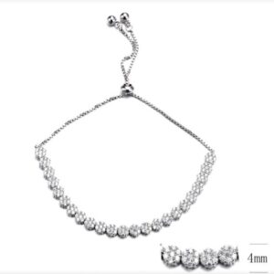 SB09419莫桑, Ladies' Moissanite Bracelet, S925, Rhodium Plated, White, 7.05g