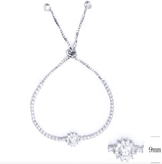 SB10459, Ladies' Moissanite Bracelet, S925, Rhodium Plated, White, 4.43g