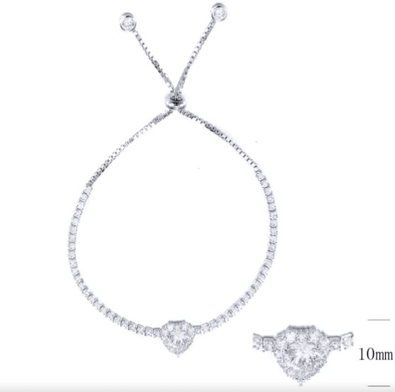 SB10458, Ladies' Moissanite Bracelet, S925, Rhodium Plated, White, 4.66g