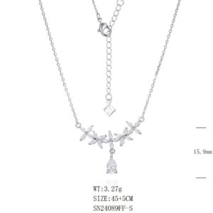 SN24089莫桑, Ladies' Moissanite Necklace, S925, Rhodium Plated, White, 2.75g