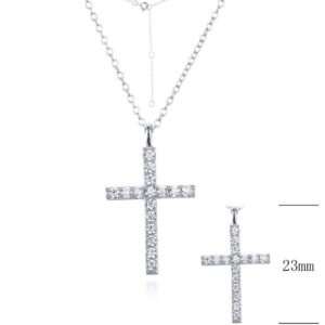 SN08626莫桑, Ladies' Moissanite Necklace, S925, Rhodium Plated, White, 2.73g