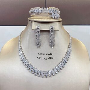 SN21169, Ladies' Moissanite Necklace, S925, Rhodium Plated, White, 55.58g