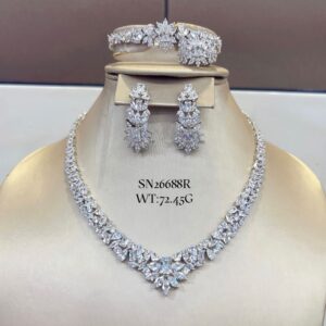 SN26688, Ladies' Moissanite Necklace, S925, Rhodium Plated, White, 72.45g