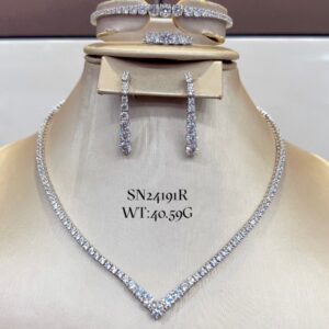 SN24191-大套装, Ladies' Moissanite Ring, S925, Rhodium Plated, White, 40.59g