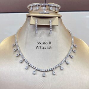 SN21601-大套装, Ladies' Moissanite Ring, S925, Rhodium Plated, White, 43.74g