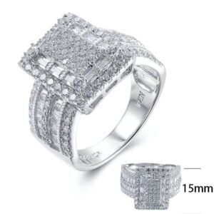 SJ26038, Ladies' Moissanite Ring, S925, Rhodium Plated, White, 7.34g