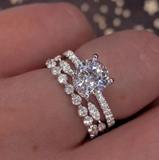 SJ60752, Ladies' Moissanite Ring, S925, Rhodium Plated, White, 6.1g
