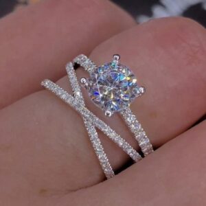 SJ60753, Ladies' Moissanite Ring, S925, Rhodium Plated, White, 5.83g