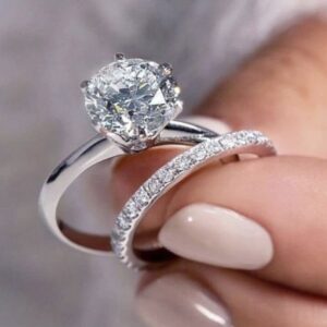SJ60754, Ladies' Moissanite Ring, S925, Rhodium Plated, White, 4.9g