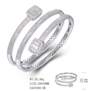 SA07686, Ladies' Moissanite Ring, S925, Rhodium Plated, White, 37.89g