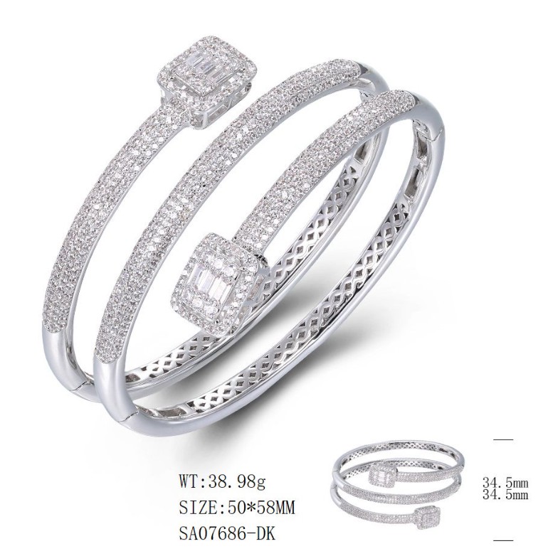 SA07686, Ladies' Moissanite Ring, S925, Rhodium Plated, White, 37.89g