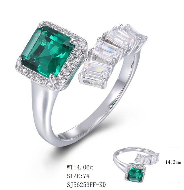 SJ56253, Ladies' Moissanite Ring, S925, Rhodium Plated, White, 3.8g