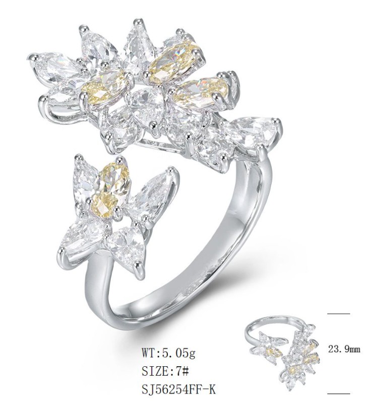 SJ56254, Ladies' Moissanite Ring, S925, Rhodium Plated, White, 4.97g