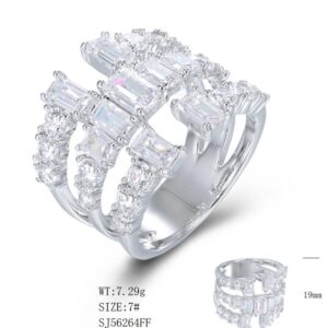 SJ56264, Ladies' Moissanite Ring, S925, Rhodium Plated, White, 7.62g