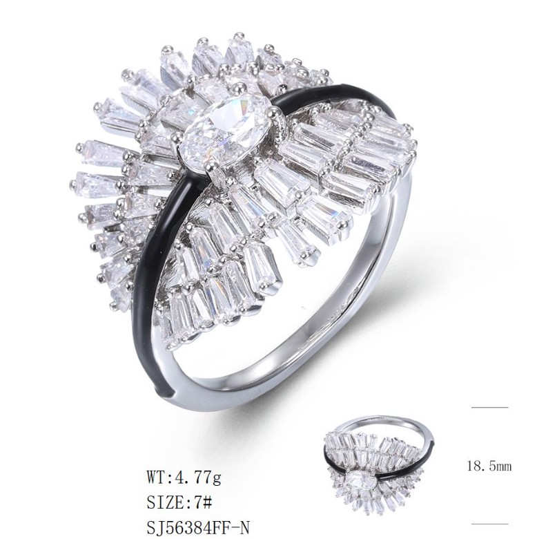 SJ56384, Ladies' Moissanite Ring, S925, Rhodium Plated, White, 4.73g