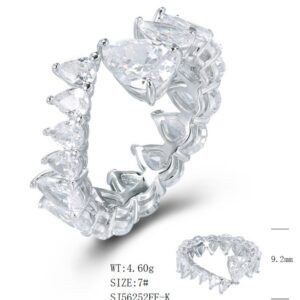 SJ56252, Ladies' Moissanite Ring, S925, Rhodium Plated, White, 4.82g