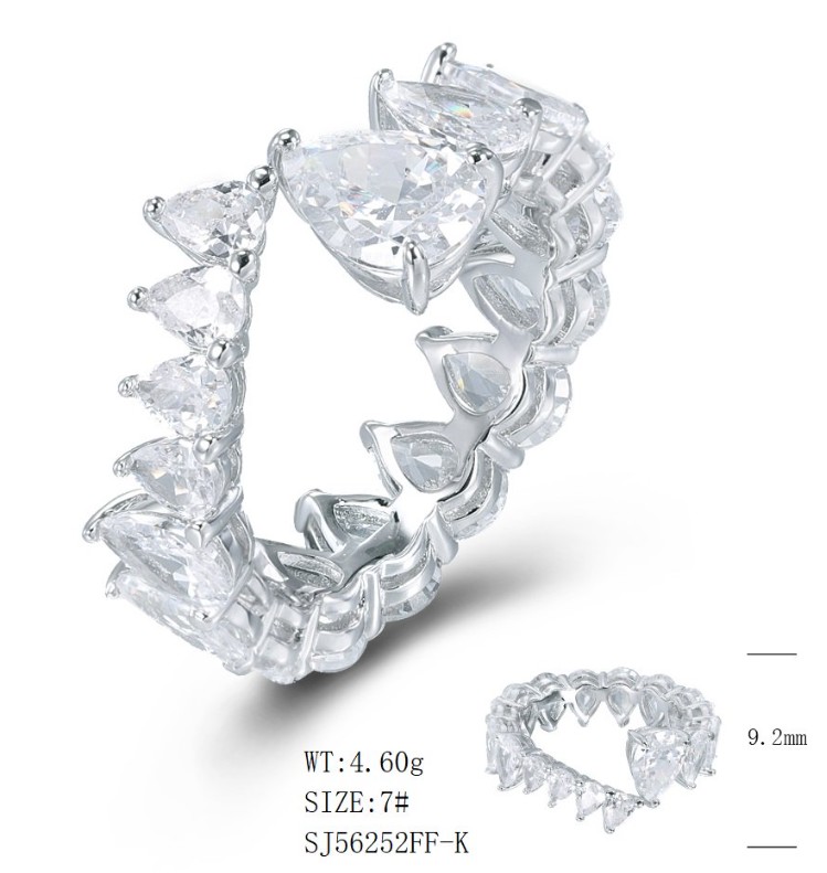 SJ56252, Ladies' Moissanite Ring, S925, Rhodium Plated, White, 4.82g